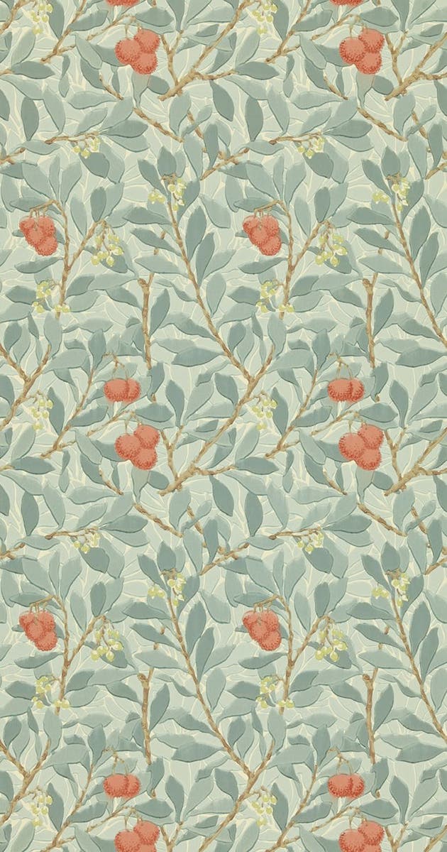 Morris & Co - Arbutus Blue/Pink Morris and Friends Wallpa