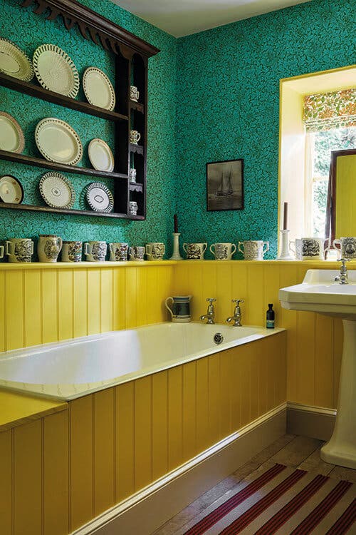 Bird & Anemone Olive/Turq Queen Square Wallpapers