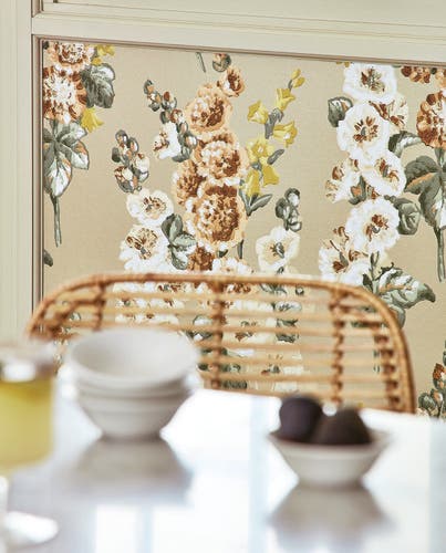 Sanderson - Hollyhocks Gold Metallic/ Sanderson One Sixty Wallp