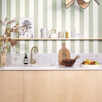 Caselio - Linen Lines Vert Amande Basics