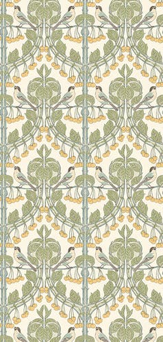 GP&J Baker - Brantwood Birds & Cherries Aqua BW45100-3