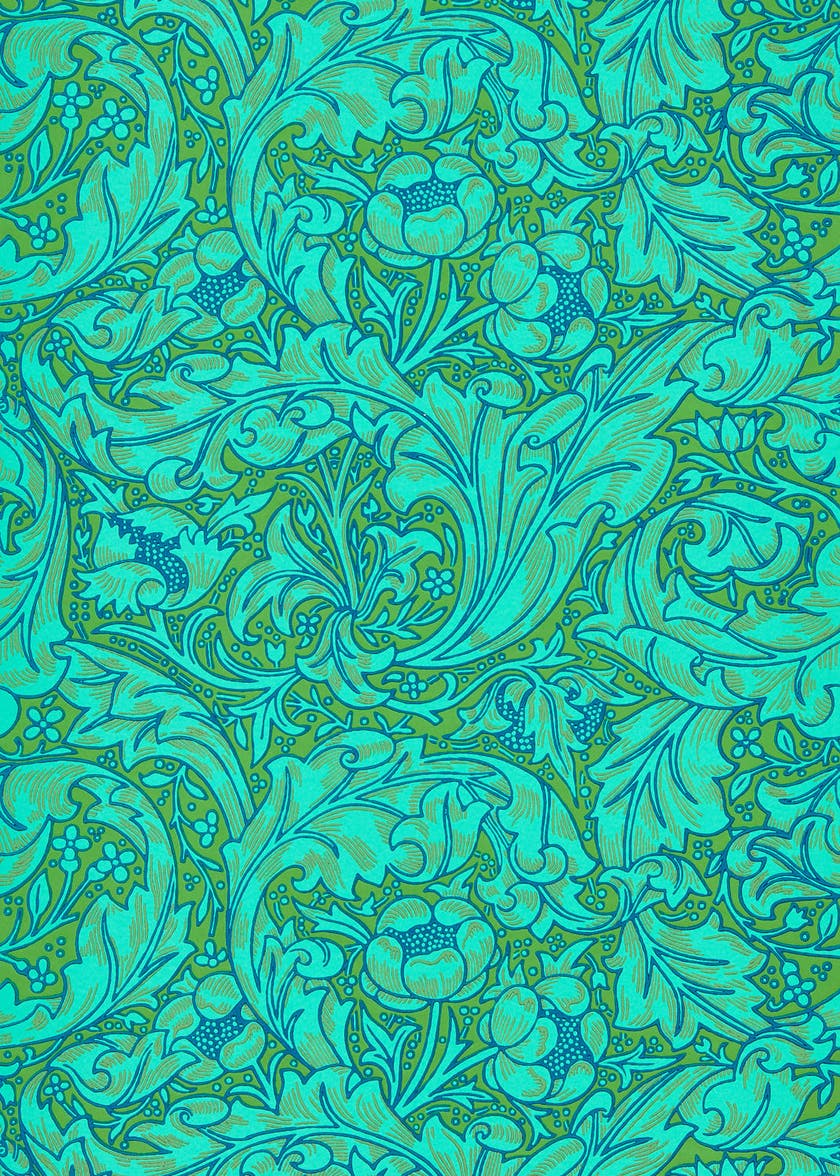 Morris & Co - Bachelors Button Olive/Tu Queen Square Wallpapers