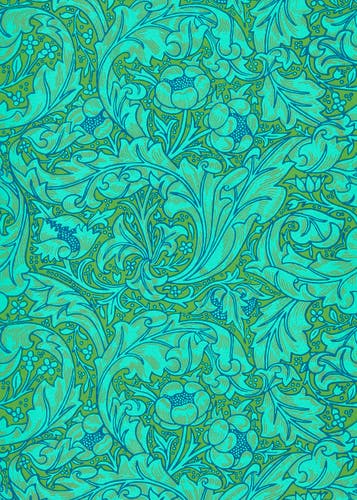 Morris & Co - Bachelors Button Olive/Tu Queen Square Wallpapers