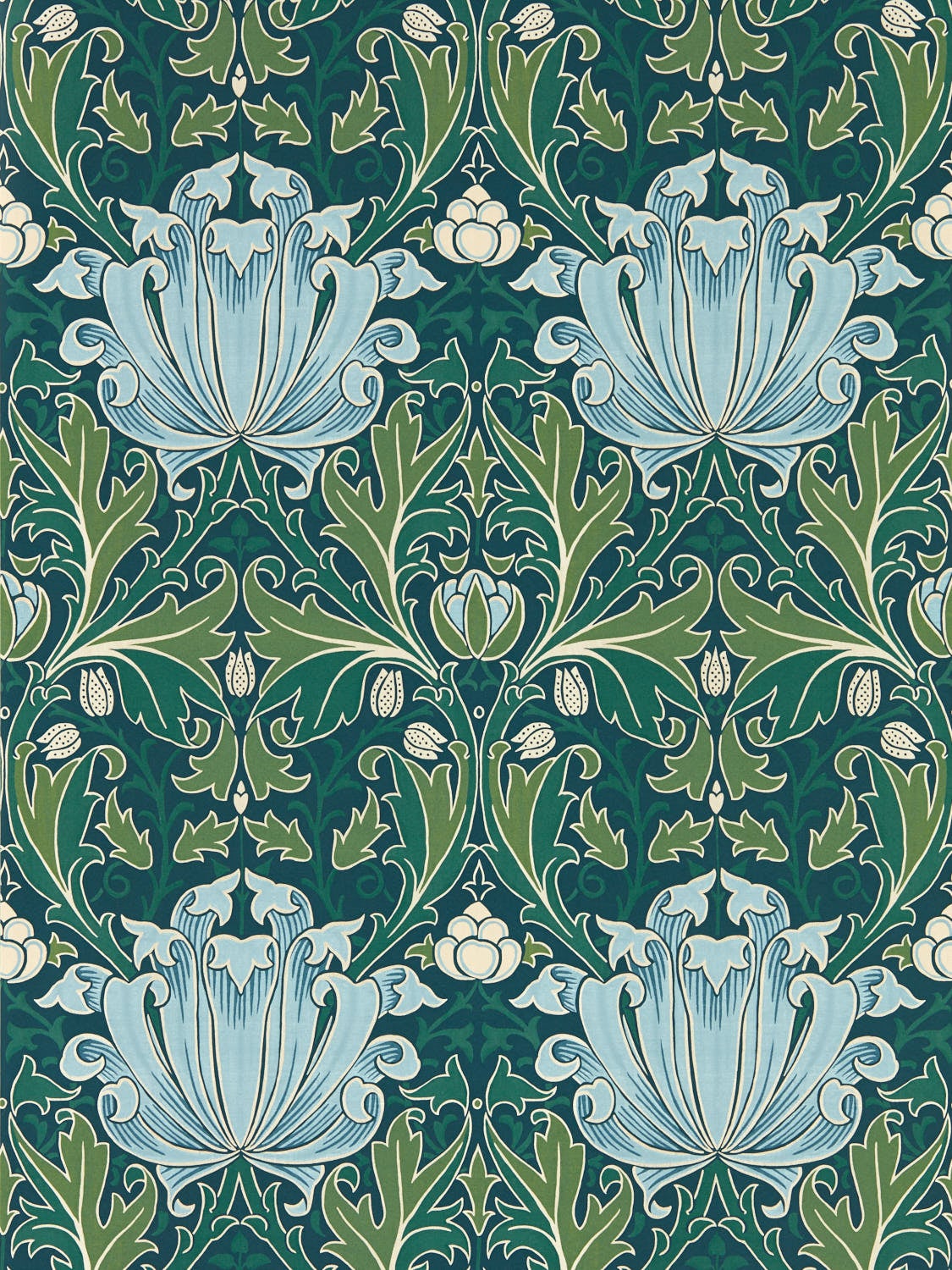 Morris & Co - Helena Indigo/Boughs Morris and Friends Wallpa