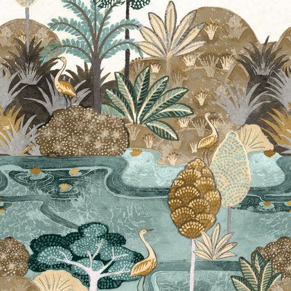 Casamance - Aruba Celadon/Mordore Panoramas 2