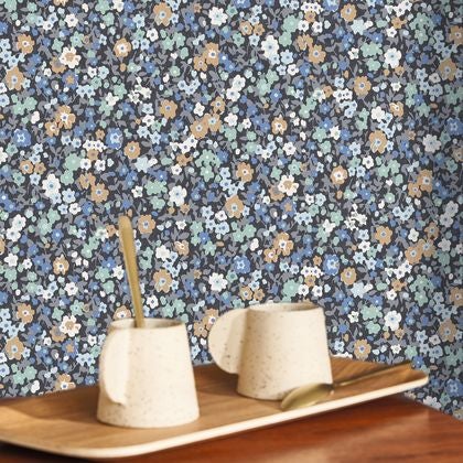 Casadeco - Pansy Encre / Bleu Flower Market