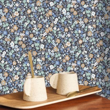 Casadeco - Pansy Encre / Bleu Flower Market