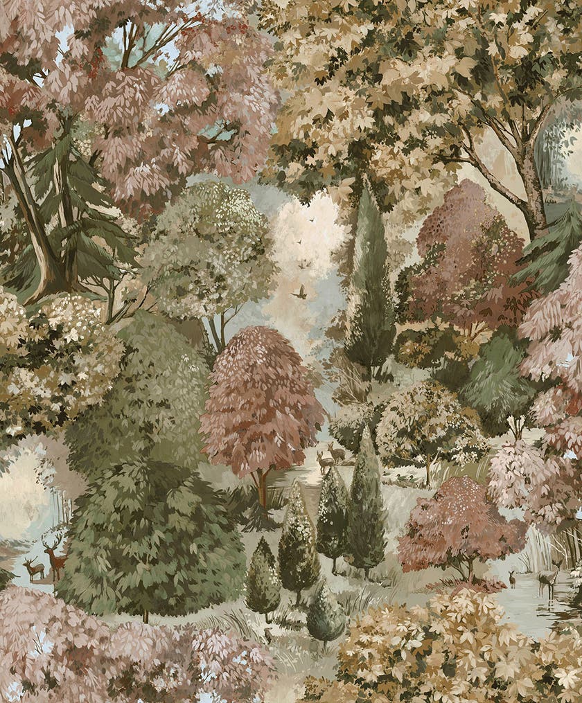 Intrade - Pinecrest Rust Green Tales of the Manor Tapet