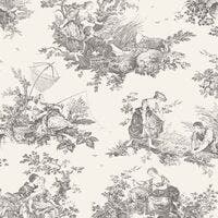 SCENE D'ÉTÉ NOIR FUSAIN LES BELLES TOILES DE JOUY