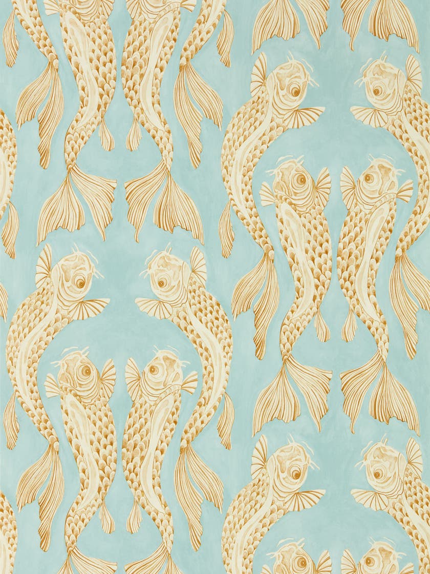 Sanderson - Voyaging Koi Clear Sky/Pe Water Garden Wallpapers