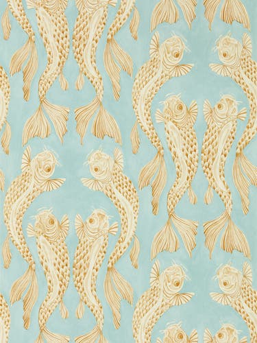 Sanderson - Voyaging Koi Clear Sky/Pe Water Garden Wallpapers