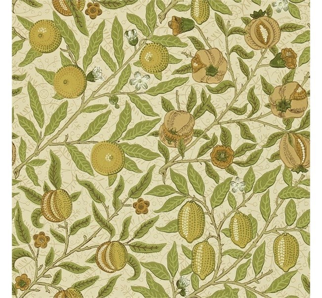 Morris & Co - Fruit Lime/Green/Tan Morris and Friends Wallpa