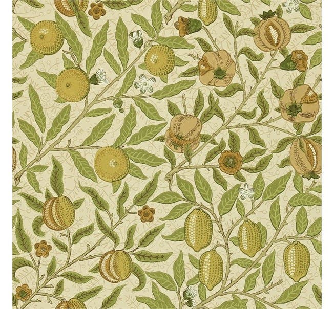 Morris & Co - Fruit Lime/Green/Tan Morris and Friends Wallpa