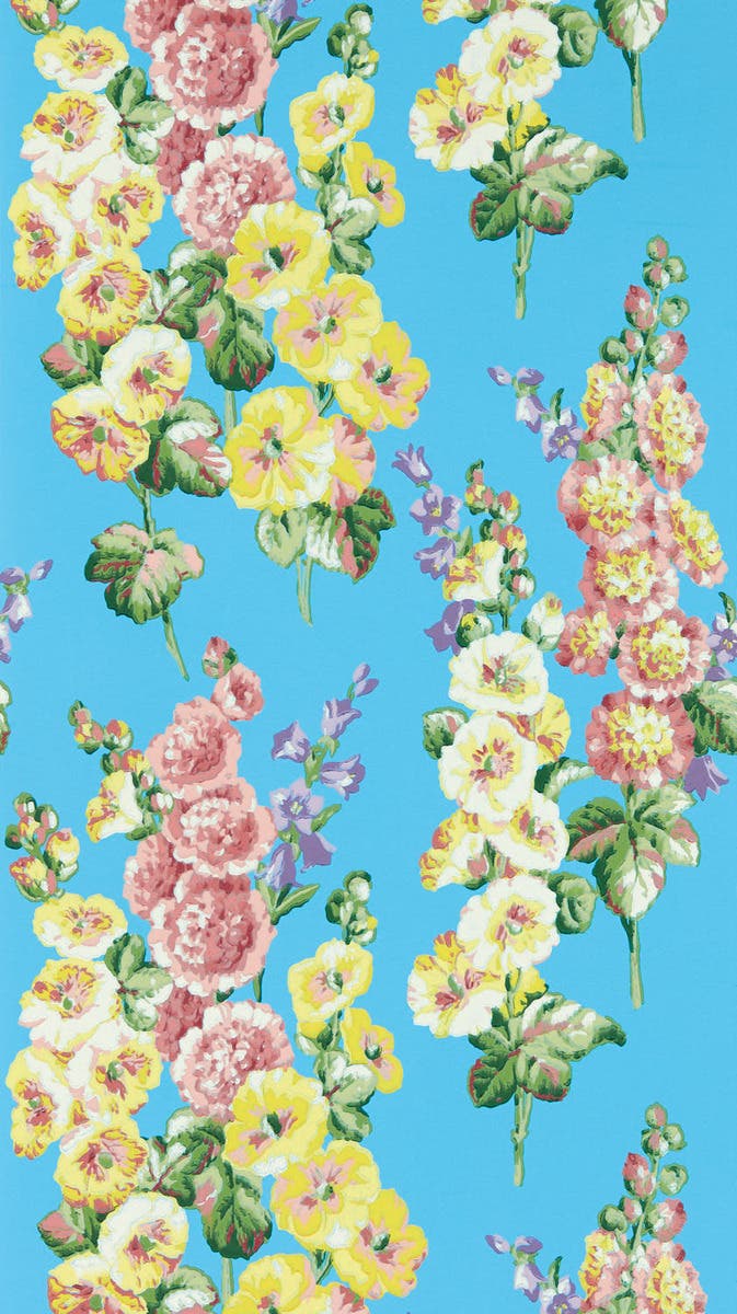 Sanderson - Hollyhocks Fire Pink/Brig Sanderson One Sixty Wallp
