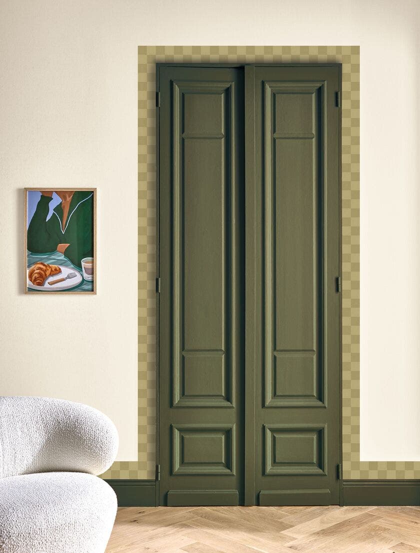 Checks Border Vert Olive