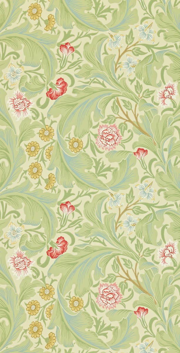 Morris & Co - Leicester Green/Coral Archive II Wallpapers