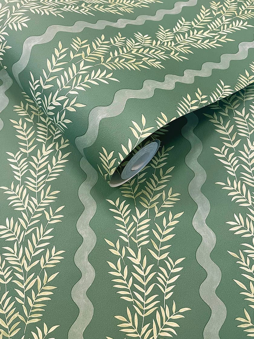 Intrade - Pipkin Stripe Green Tales of the Manor Tapet