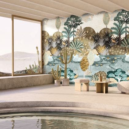 Casamance - Aruba Celadon/Mordore Panoramas 2