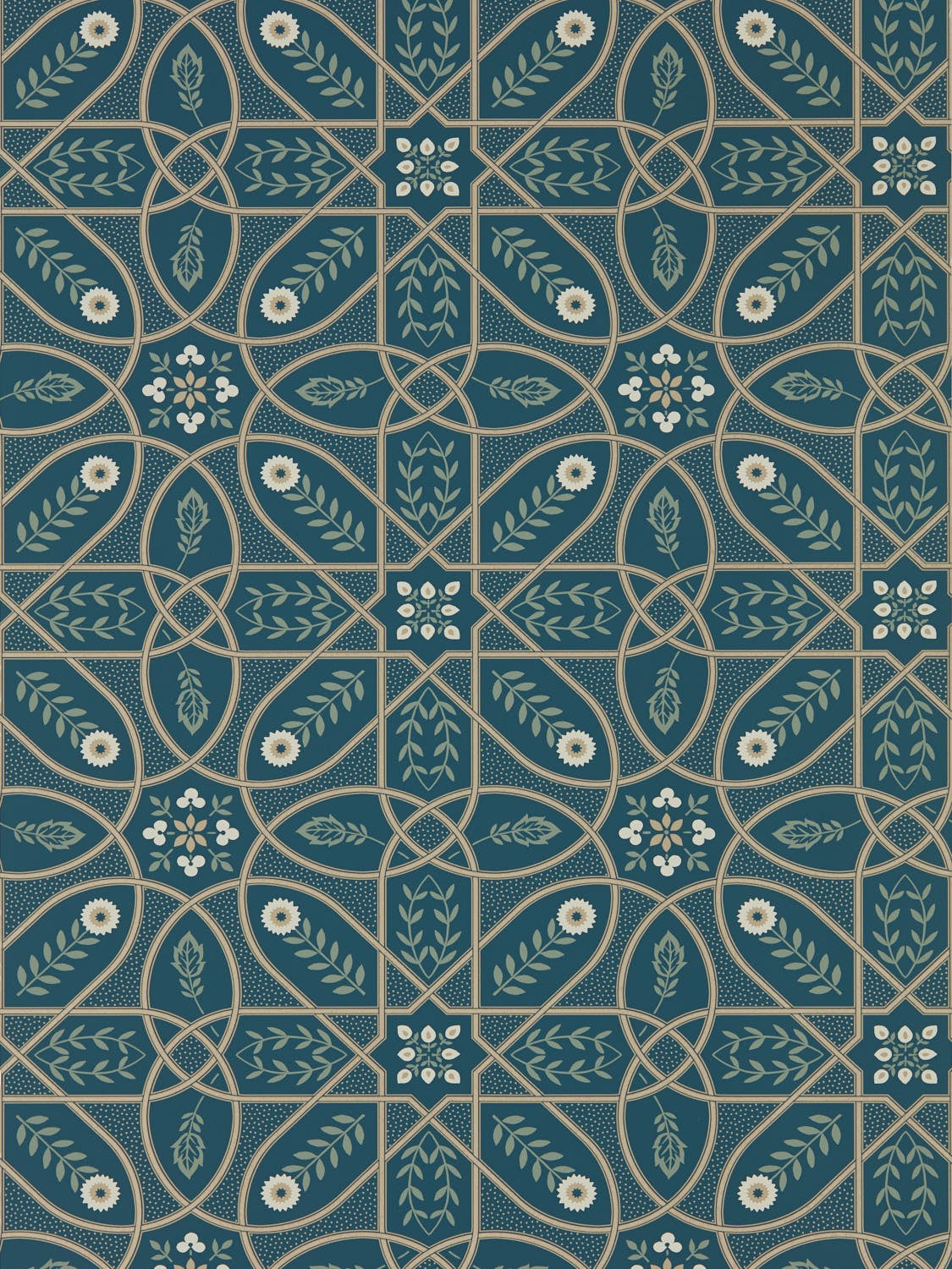 Morris & Co - Brophy Trellis Deep Teal Melsetter Wallpapers