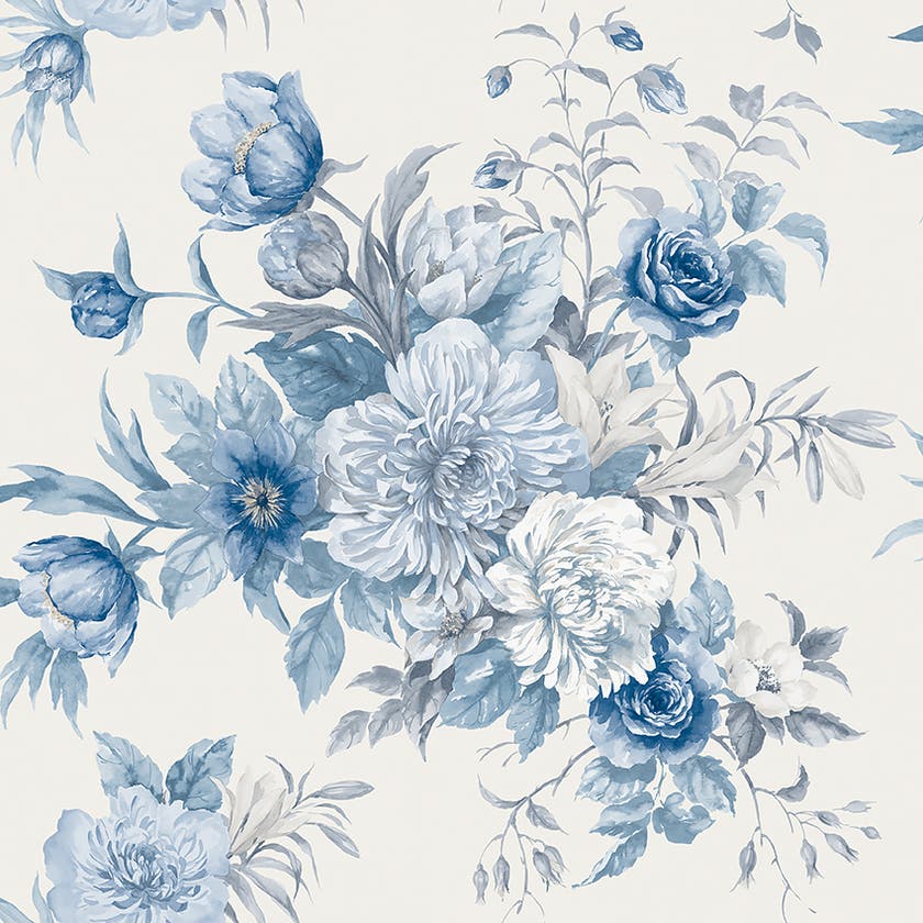 Boråstapeter - Floral Charm - Blue & White