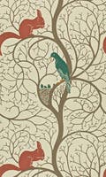 Squirrel & Dove Teal/Red Sanderson One Sixty Wallp