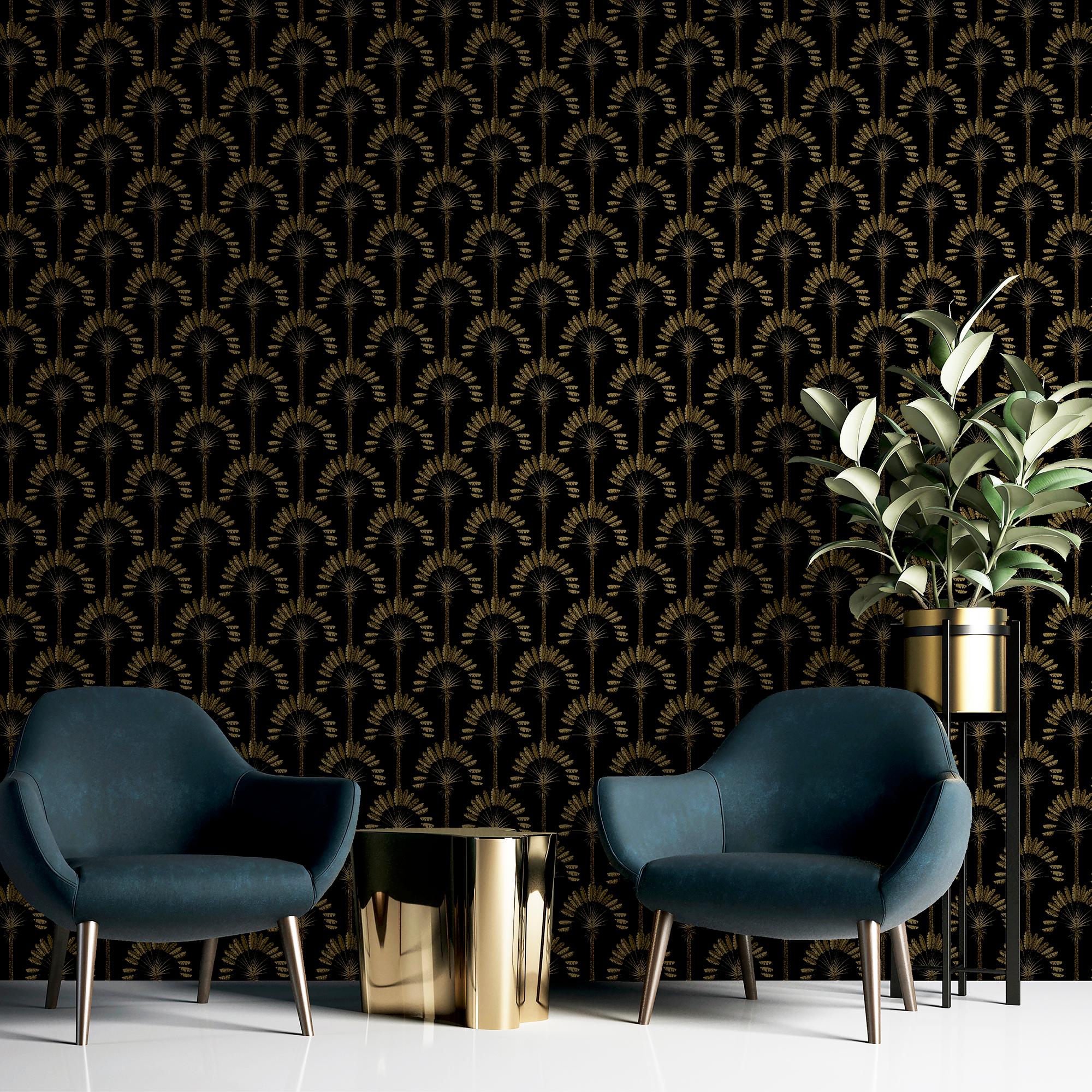 Palm Palace Black & Gold