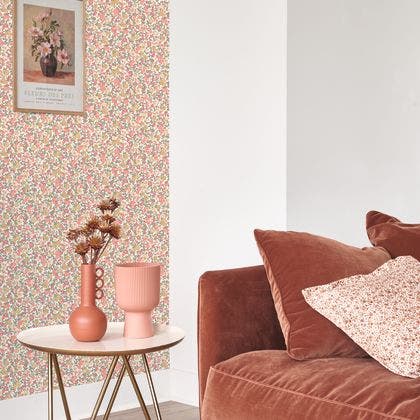 Casadeco - Pansy Kaki / Rouge / Beig Flower Market