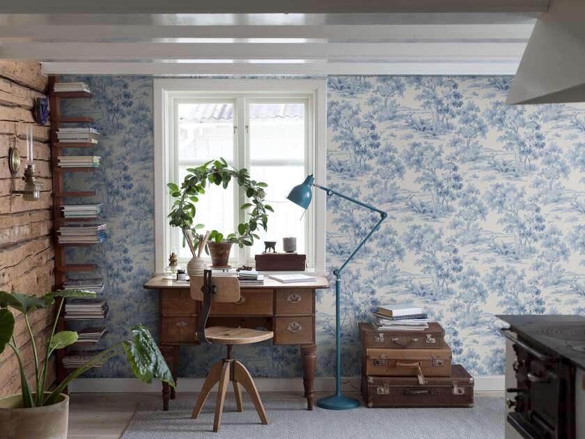 Countryside Morning - Blue & White