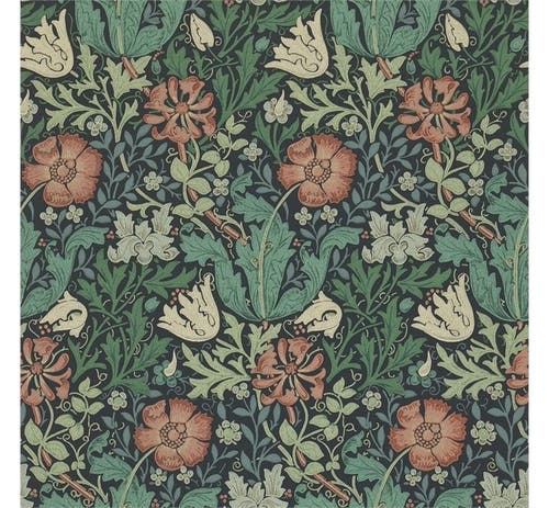Morris & Co - Compton Indigo/Russet Morris and Friends Wallpa