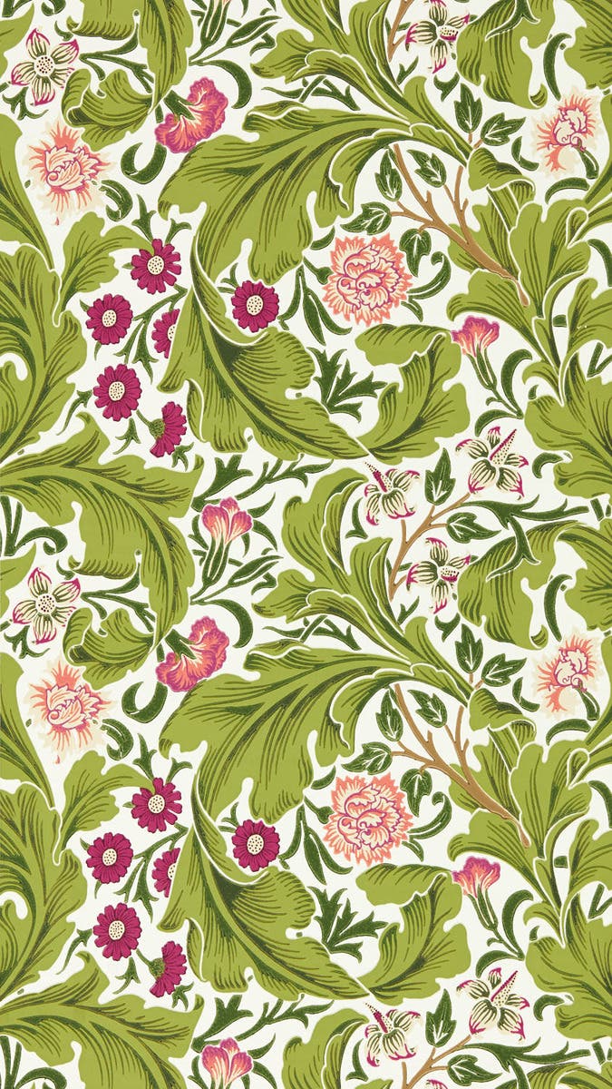 Leicester Sour Green/Plum Bedford Park Wallpapers