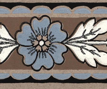 Lim & Handtryck - Jugend-blomma - Kvist/Blå B17-40