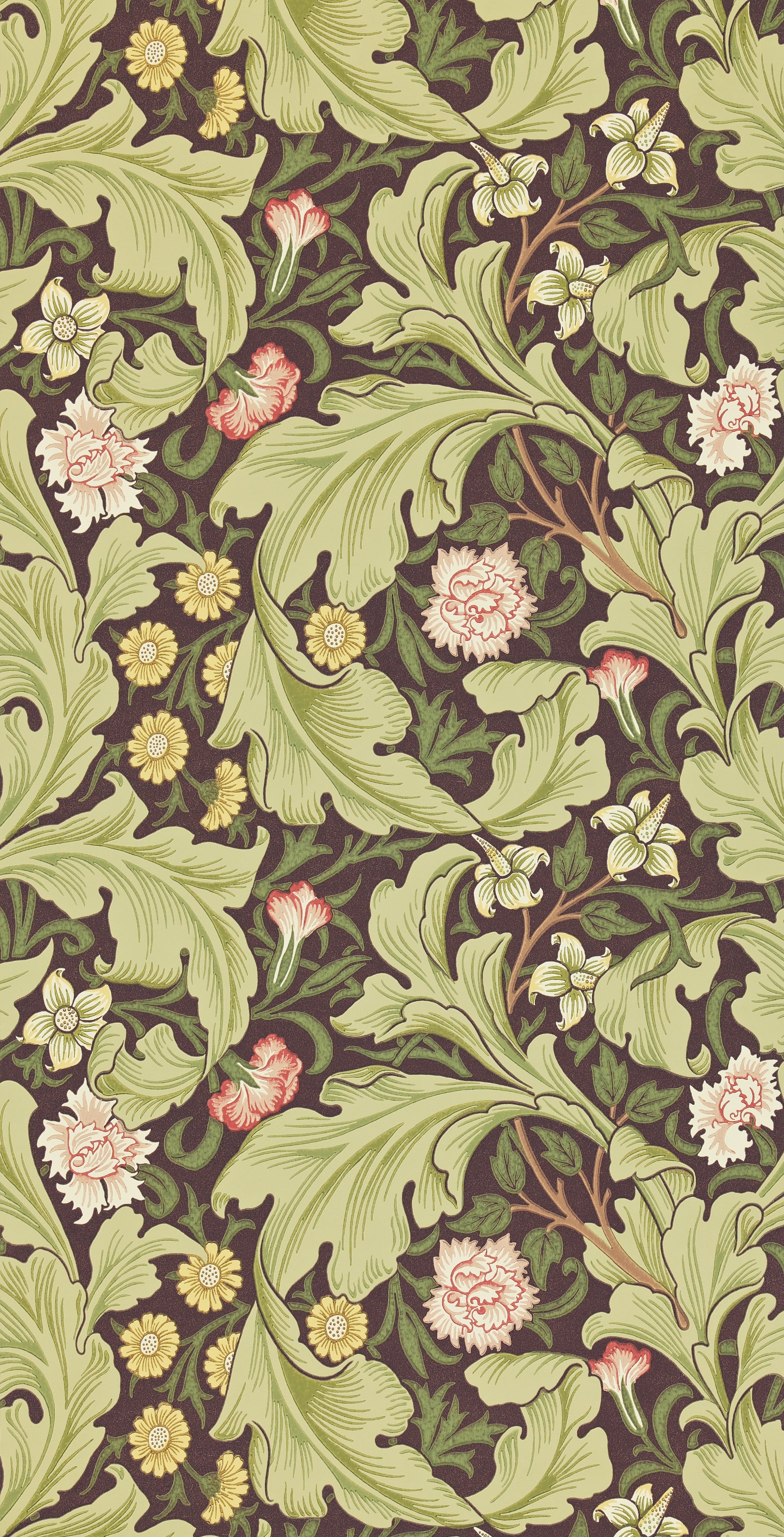 Morris & Co - Leicester Chocolate/Olive Archive II Wallpapers