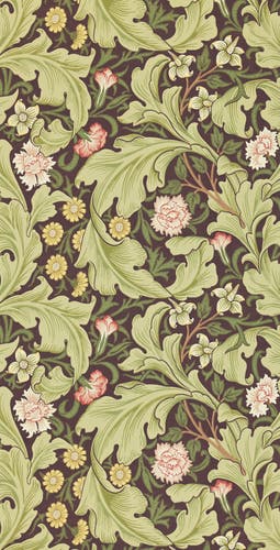Morris & Co - Leicester Chocolate/Olive Archive II Wallpapers