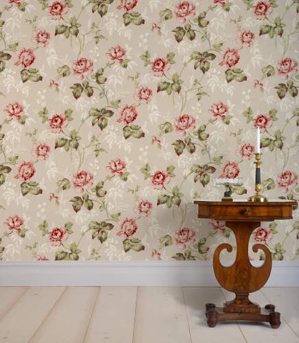 Lim & Handtryck - Belle epoque - Grå/Röd/Vit x104-27