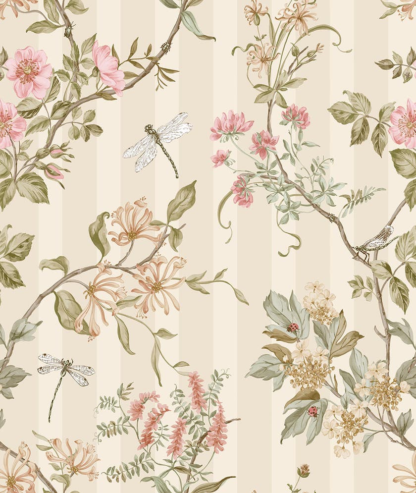 Intrade - Camberley Cream Coral Tales of the Manor Tapet