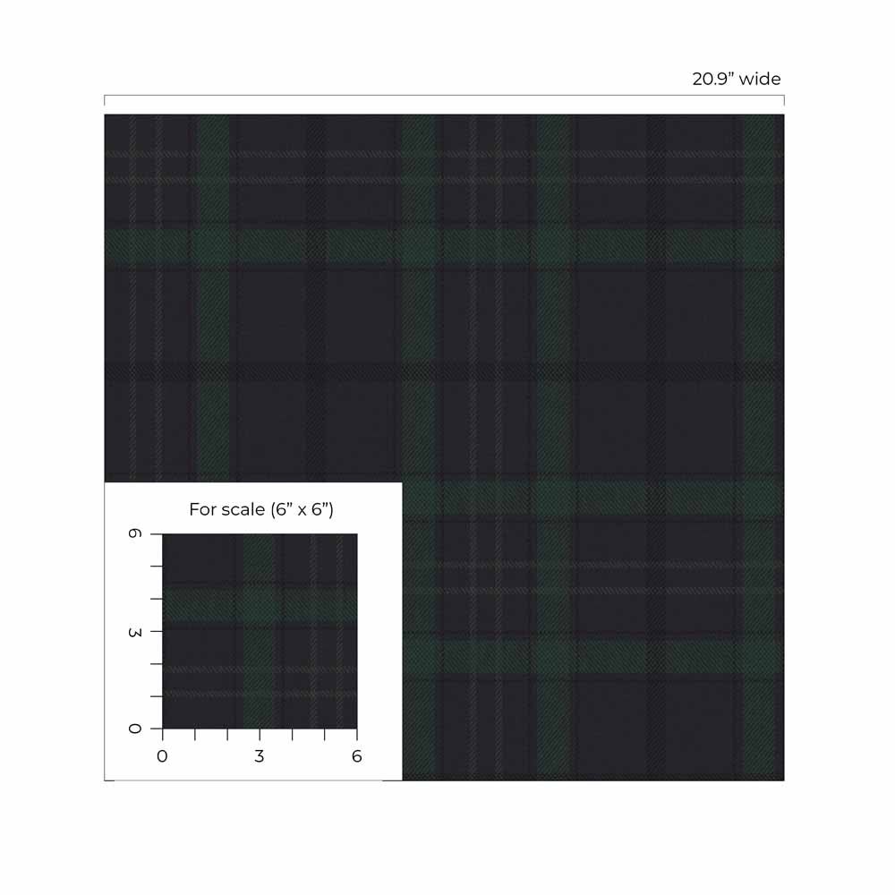 Carma - Peel & Stick Tailor Plaid Dark Blue & Evergreen NW54302