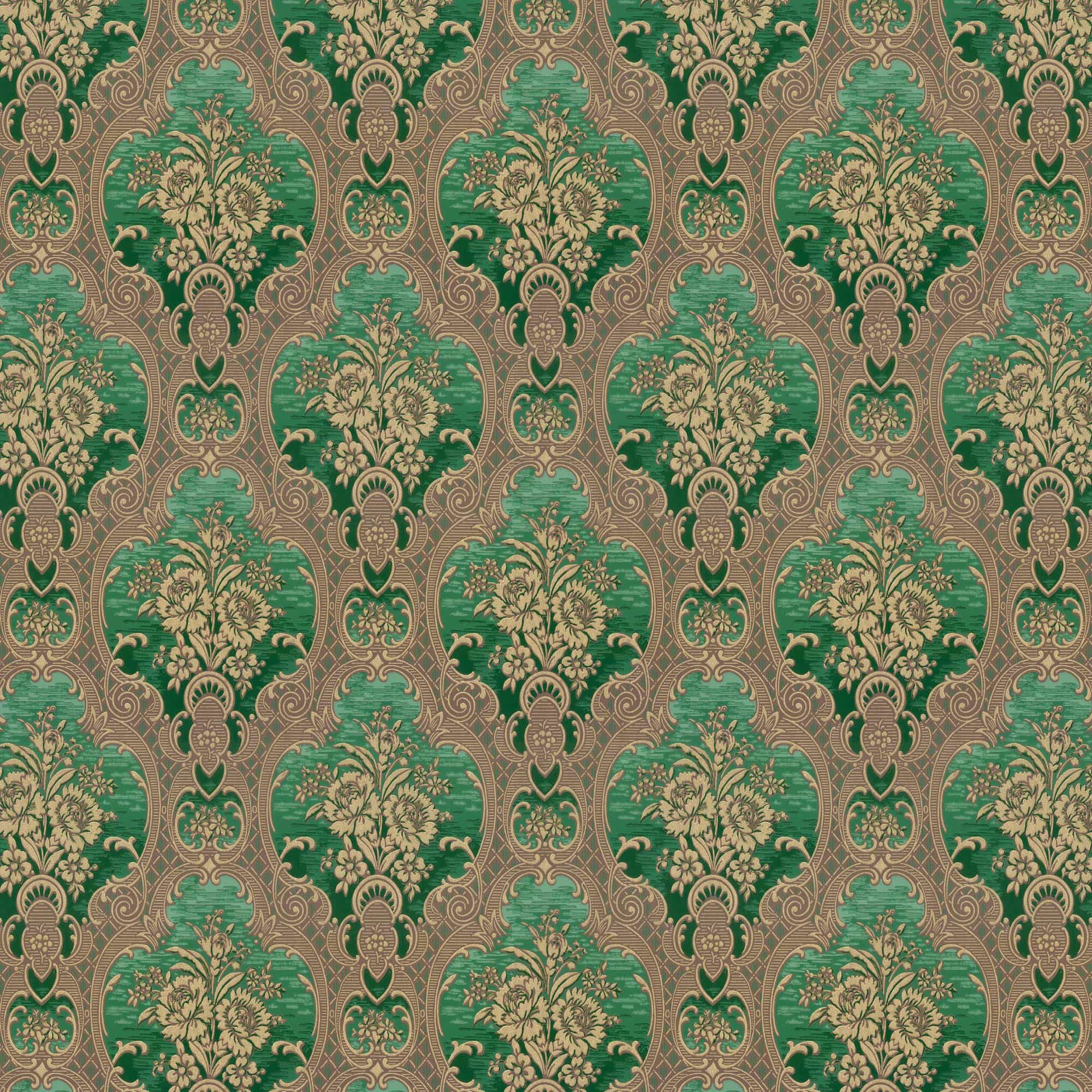 Lim & Handtryck - Nilsagården - Grön/Guld x136-54