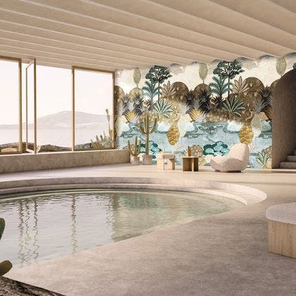 Casamance - Aruba Celadon/Mordore Panoramas 2