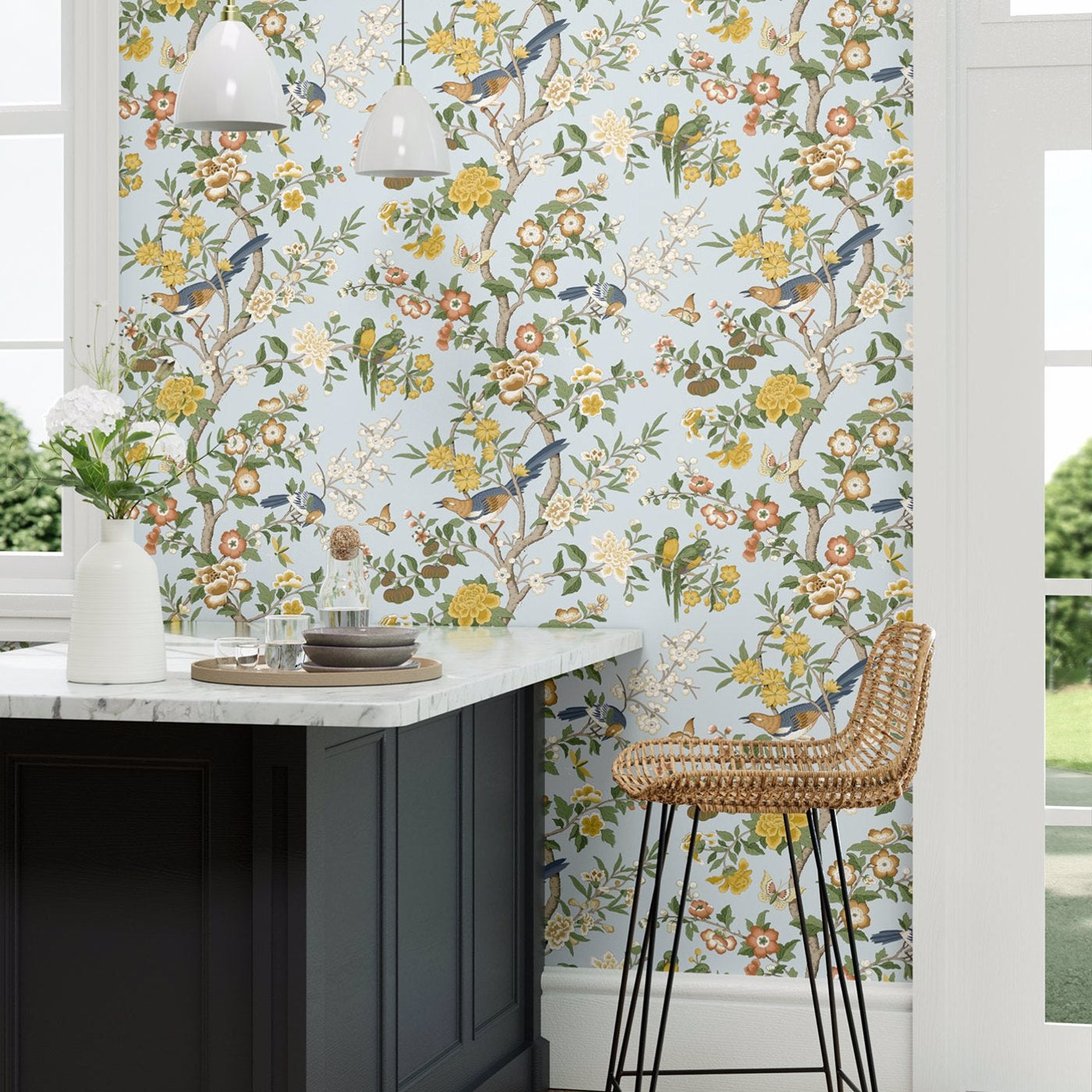 Sanderson - Chinoiserie Hall Dawn Blu Water Garden Wallpapers