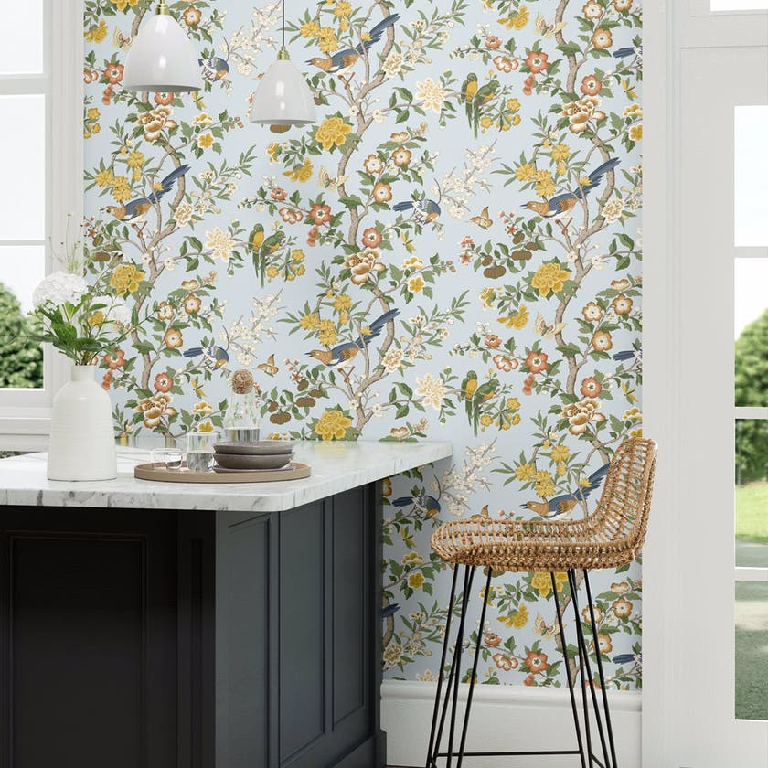 Sanderson - Chinoiserie Hall Dawn Blu Water Garden Wallpapers