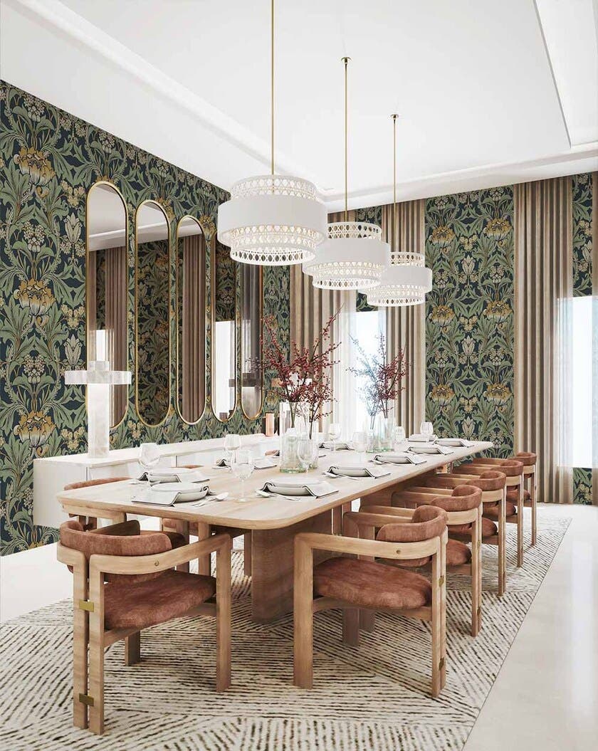 Peel & Stick Primrose Floral Midnight Blue & Goldenrod NW44404