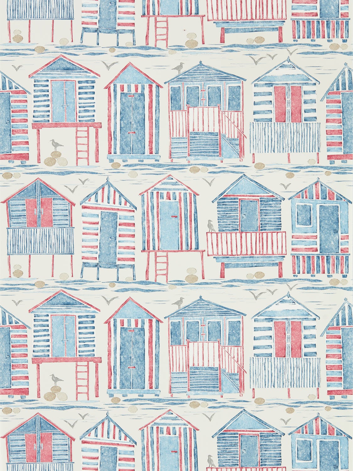Sanderson - Beach Huts Nautical Port Isaac Wallpapers