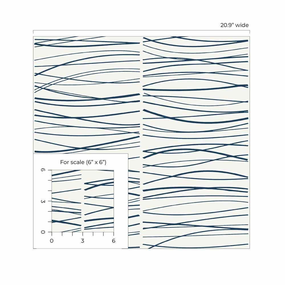 Carma - Peel & Stick Wave Lines Blue