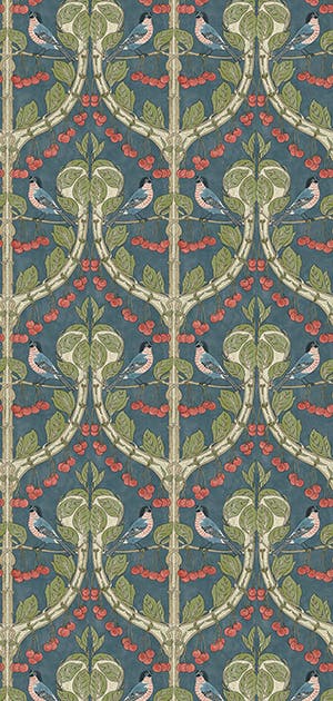 GP&J Baker - Brantwood Birds & Cherries Indigo BW45100-5