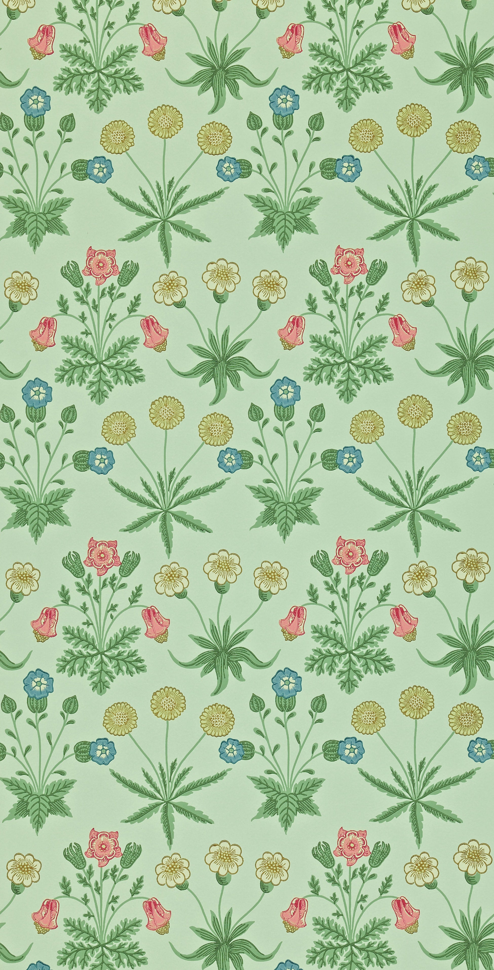 Morris & Co - Daisy Pale Green/Rose Archive II Wallpapers