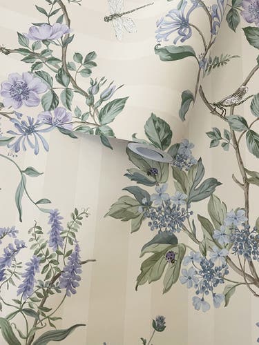 Intrade - Camberley Neutral Blue Tales of the Manor Tapet