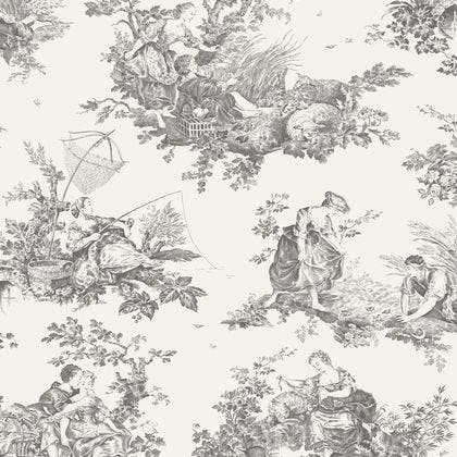 SCENE D'ÉTÉ NOIR FUSAIN LES BELLES TOILES DE JOUY