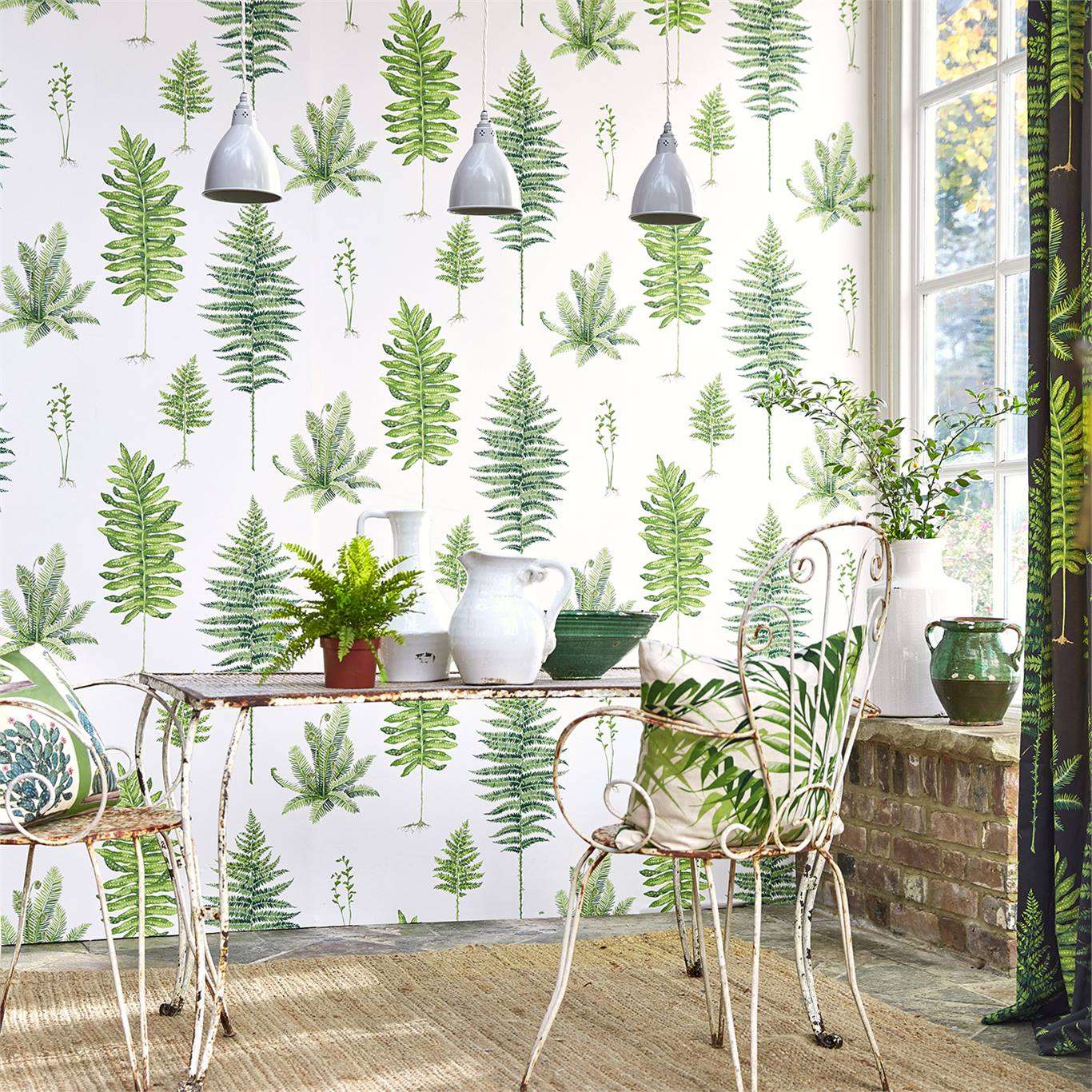 Sanderson - Fernery Botanical Green Glasshouse Wallpapers
