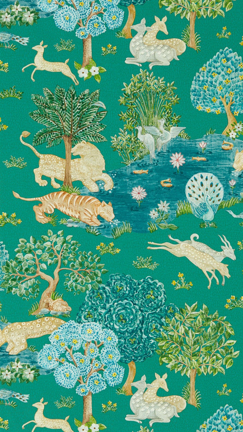 Sanderson - Pamir Garden Teal/Peacock Caspian Wallpapers