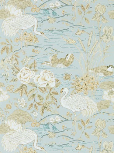 Sanderson - Crane & Frog Sky/Honey Water Garden Wallpapers